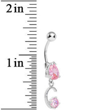 Load image into Gallery viewer, Pink Gem Teardrop Curlicue Dangle Belly Ring

