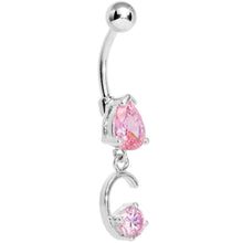 Load image into Gallery viewer, Pink Gem Teardrop Curlicue Dangle Belly Ring
