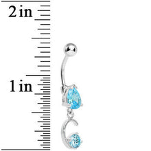 Load image into Gallery viewer, Aqua Gem Teardrop Curlicue Dangle Belly Ring
