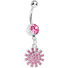 Load image into Gallery viewer, Pink Gem Summertime Sunburst Dangle Belly Ring
