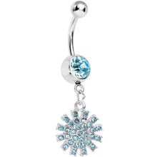 Load image into Gallery viewer, Aqua Gem Summertime Sunburst Dangle Belly Ring
