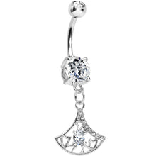 Load image into Gallery viewer, Crystalline Gem Inverse Filigree Fan Dangle Belly Ring
