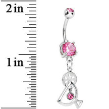 Load image into Gallery viewer, Double Pink Gem Fruity Drink Dangle Belly Ring
