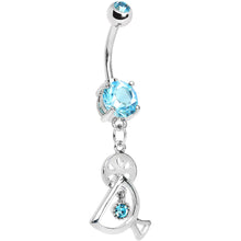 Load image into Gallery viewer, Double Aqua Gem Fruity Drink Dangle Belly Ring
