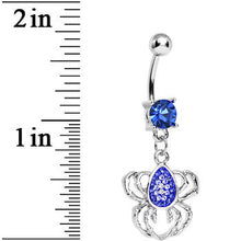 Load image into Gallery viewer, Blue Gem Sinful Spider Dangle Belly Ring
