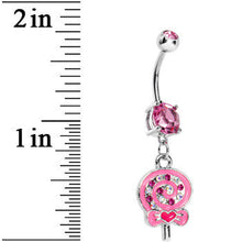 Load image into Gallery viewer, Double Pink Gem Swirling Lollipop Dangle Belly Ring
