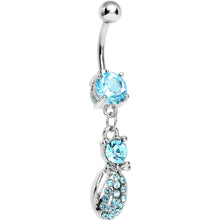 Load image into Gallery viewer, Aqua Gem Lady Bug Luck Dangle Belly Ring
