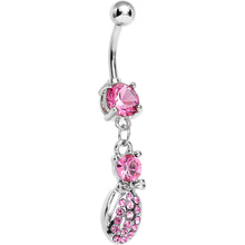 Load image into Gallery viewer, Pink Gem Lady Bug Luck Dangle Belly Ring
