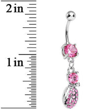 Load image into Gallery viewer, Pink Gem Lady Bug Luck Dangle Belly Ring
