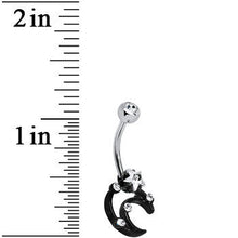 Load image into Gallery viewer, Clear Gem Star Over Black Moon Belly Ring
