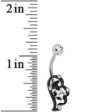 Load image into Gallery viewer, Clear Gem Star Over Black Puffy Wing Belly Ring
