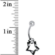 Load image into Gallery viewer, Clear Gem Star Over Black Star Belly Ring
