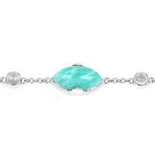 Load image into Gallery viewer, 29.70 Carat Genuine Amazonite and White Agate .925 Sterling Silver Bracelet
