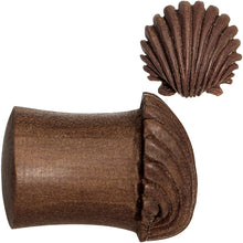 Load image into Gallery viewer, 00G Organic Sabo Wood Ariel's Shell Hand Carved Plug Set
