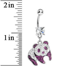 Load image into Gallery viewer, Clear Gem Pink Precious Panda Bear Dangle Belly Ring
