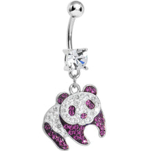 Load image into Gallery viewer, Clear Gem Pink Precious Panda Bear Dangle Belly Ring
