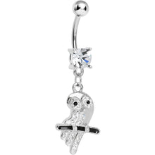Load image into Gallery viewer, Clear Gem Oddly Adorable Owl Dangle Belly Ring

