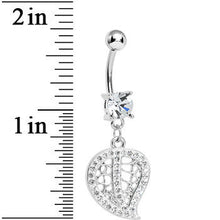 Load image into Gallery viewer, Clear Gem Paved Hollow Leaf Dangle Belly Ring
