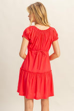 Load image into Gallery viewer, New Summer Ruched Frill Tiered Short Sleeve Mini Dress For Women – Playful, Sexy and Flirty Ruffled Mini Dress with Textured Ruched Detail
