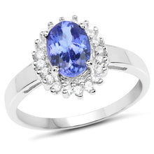 Load image into Gallery viewer, 1.45 Carat Genuine Tanzanite and White Zircon .925 Sterling Silver Ring
