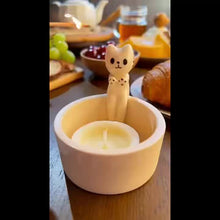 Load image into Gallery viewer, 1pc WhimsyCat Ceramic Kitten Candle Holder - Encaustic Finish Tabletop Animal Theme Decor for Christmas, Halloween, Easter, Thanksgiving, Valentine'S Day
