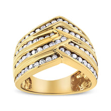 Load image into Gallery viewer, 10K Yellow Gold Plated .925 Sterling Silver 1 1/2 Cttw Diamond Channel Band (Champagne Color, I2-I3 Clarity) Ring Size 7
