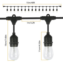 Load image into Gallery viewer, 48ft Outdoor String Light Waterproof Patio String Lights Bulbs
