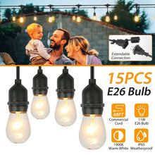 Load image into Gallery viewer, 48ft Outdoor String Light Waterproof Patio String Lights Bulbs
