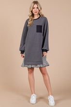 Load image into Gallery viewer, Striped Patchwork Round Neck Terry Sweatshirt Dress For Women – Casual, Trendy, Cozy, Playful, Relaxed Vibe for Everyday Wear
