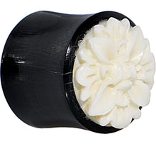 Load image into Gallery viewer, 9/16 Organic Buffalo Horn White Bone Frasera Flower Saddle Plug
