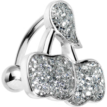 Load image into Gallery viewer, Winter Glitter Double Cherry Top Mount Belly Ring

