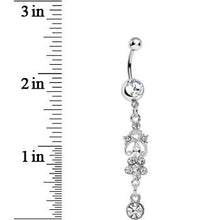Load image into Gallery viewer, Crystalline Gem Antique Scrolls and Flower Dangle Belly Ring
