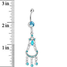 Load image into Gallery viewer, Aqua Gem Princess Delight Chandelier Belly Ring
