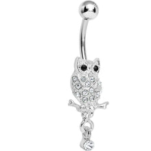 Load image into Gallery viewer, Lower Mount Paved Clear Gem Owl Belly Ring
