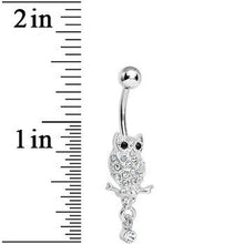Load image into Gallery viewer, Lower Mount Paved Clear Gem Owl Belly Ring
