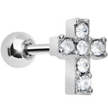 Load image into Gallery viewer, Clear Gem Sparkling Cross Cartilage Tragus Earring

