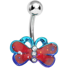 Load image into Gallery viewer, Lower Mount Red and Blue Cute Butterfly Belly Ring

