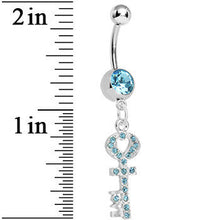 Load image into Gallery viewer, Aqua Gem Key to God's Love Dangle Belly Ring
