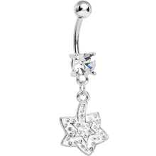 Load image into Gallery viewer, Crystalline Gem Paved Layered Star Dangle Belly Ring
