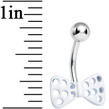 Load image into Gallery viewer, Bright White Swiss Cheese Bow Tie Belly Ring
