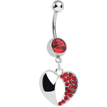 Load image into Gallery viewer, Red Gem Paved Reflective Heart Dangle Belly Ring
