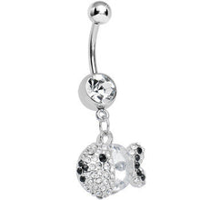 Load image into Gallery viewer, Crystalline Gem Paved Dazzling Fish Dangle Belly Ring
