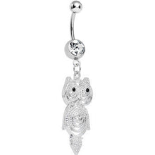 Load image into Gallery viewer, Crystalline Gem Pensive Owl Dangle Belly Ring
