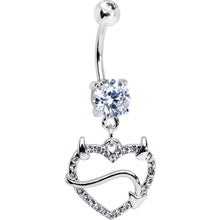 Load image into Gallery viewer, Double Clear Gem Sexy Devil Heart Dangle Belly Ring
