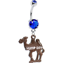 Load image into Gallery viewer, Double Blue Gem Hump Day Camel Dangle Belly Ring
