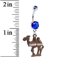 Load image into Gallery viewer, Double Blue Gem Hump Day Camel Dangle Belly Ring
