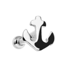 Load image into Gallery viewer, 16G Shiny Steel Nicely Nautical Anchor Cartilage Stud Earring
