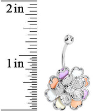 Load image into Gallery viewer, Clear Gem Multi Petal Flowering Hearts Belly Ring
