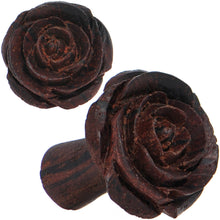 Load image into Gallery viewer, 4G Organic Rengas Wood Cherry Rosebud Hand Carved Plug Set
