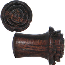 Load image into Gallery viewer, 0G Organic Rengas Wood Cherry Rosebud Hand Carved Plug Set
